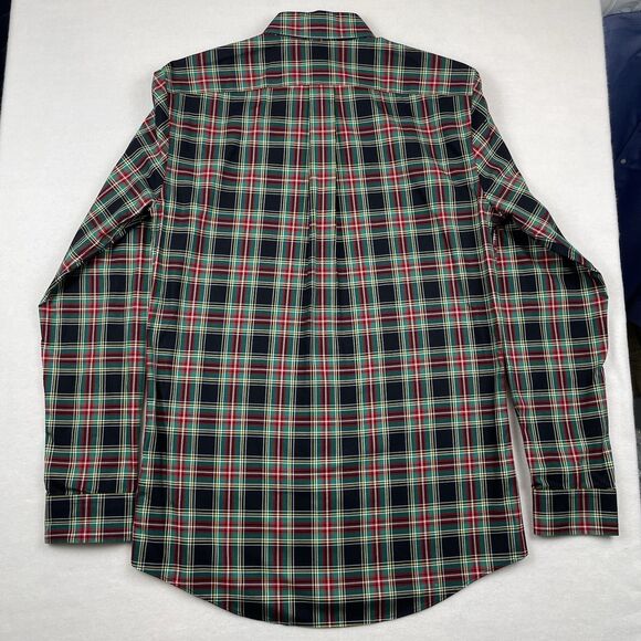 Lands' End Mens Button Down Long Sleeve Black Windowpane Plaid- M/T (15-15 1/2) - Picture 12 of 12